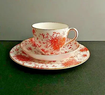 Buy Antique English Royal Crown Derby Trio Tea Cup Saucer Plate Victorian Red 19th C • 35.10£
