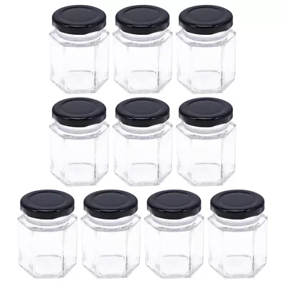 Buy  10 Pcs Clear Container With Lid Glass Bottles Caps Kitchen Fruit Cover • 24.18£