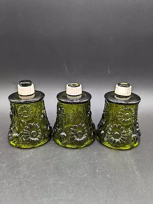 Buy 3 VTG MCM Green Pressed Glass Votive Candle Holder For Sconce Floral Daisy Tulip • 24£
