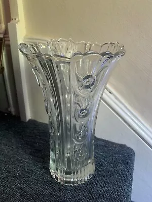 Buy Vintage Quality Heavy Lead Crystal Cut Clear Glass 10'' Vase • 20£