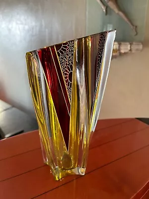 Buy Karl Palda Art Deco Crystal Cut Czech Glass Vase • 307.85£
