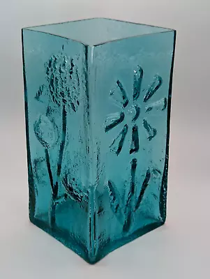 Buy 24 Cm RARE Darlington Glass Frank Thrower Square Kingfisher Blue Vase Vintage • 225£