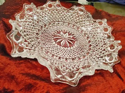 Buy SOWERBY- Hob & Button Pressed Glass Fruit / Cake/ Sweet BOWL DISH 23cm Diameter  • 10£