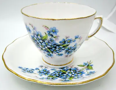 Buy Royal Vale Bone China Teacup & Saucer (7911) - Blue Flowers - England • 18£