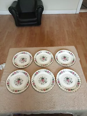 Buy Royal Stafford 6x 16.5cm Tea Side Plates - Gold Gliding - Pink Roses • 15£