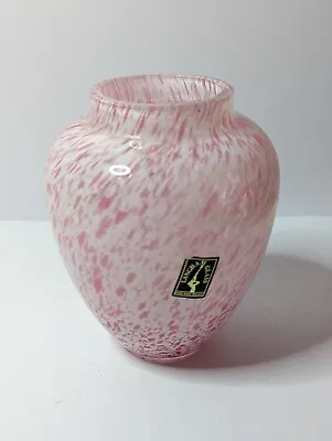 Buy HAND MADE Small Pink White LANGHAM GLASS VASE • 6£