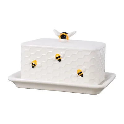 Buy The Range Stoneware Covered Dish Honeycomb Butter Dish 15cm W X 15cm H • 6.99£