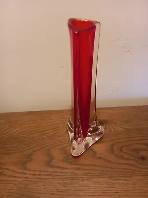Buy Vintage Whitefriars Glass Ruby Tricorn Vase #9570 Geoffery Baxter Design C1964 • 7.99£
