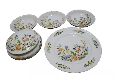 Buy Aynsley Bone China Cottage Garden  Set Small Plates And Trinket Box 5 Pieces • 29.99£