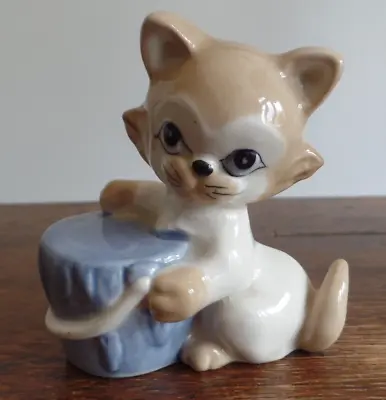 Buy Vintage Szeiler Studio Pottery Cat Kitten With Blue Bucket • 14.99£