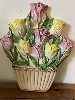 Buy Vintage Casa Pupo Italy  Ceramic Flower Basket  Wall Plaque • 35£