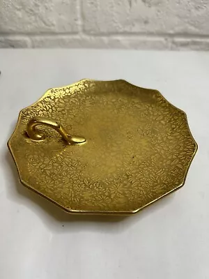 Buy Vintage Wheeling Glass Decorating Co. China Gold Encrusted Floral Design Plate • 14.33£