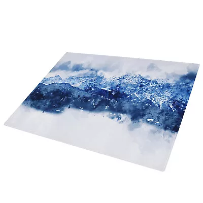 Buy Blue White Navy Mountains Glass Chopping Board Kitchen Worktop Saver • 9.99£