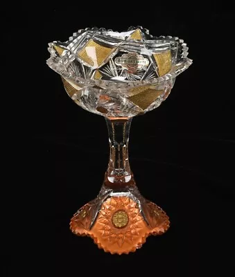 Buy Rare Antique Cut Glass DUO-ART Ware Painted Compote • 120.64£