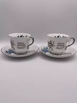 Buy Royal Stafford Cup And Saucer Pair. Silver Wedding Anniversary • 5.01£