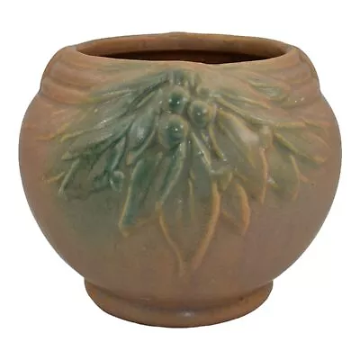 Buy McCoy 1930s Vintage Art Pottery Leaves Berries Brown Green Jardiniere Planter 11 • 120.06£