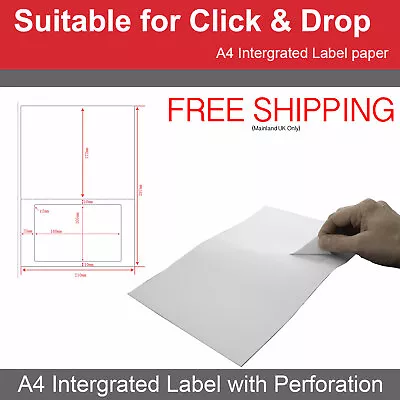 Buy Royal Mail Click & Drop Integrated Labels Invoice A4 Sheet Paper S19 105mmx160mm • 179.99£