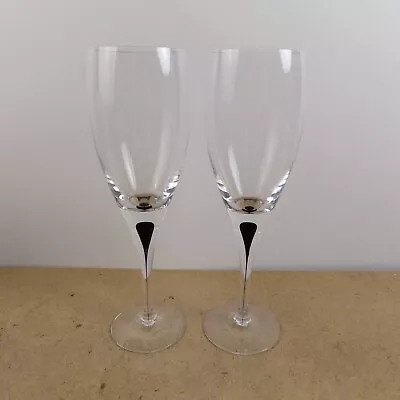 Buy 2 Orrefors Intermezzo Black 8.75  Claret Wine Glasses Goblets • 48.03£