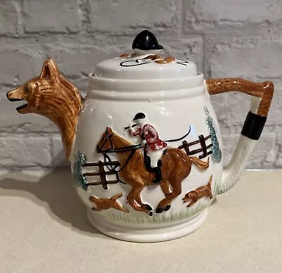Buy Vintage PPC Pottery Fox Hunting Teapot England Novelty Collectors Piece • 10£