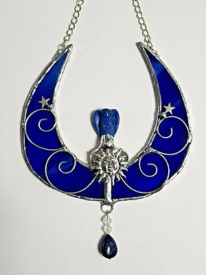Buy Lapis Lazuli Guardian Angel Stained Glass Crystal Hanging Suncatcher Sun Star • 24.95£