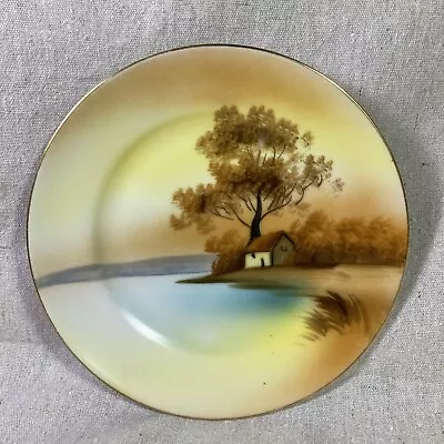 Buy Vintage NORITAKE Hand Painted Plate Sunset Bird Tree Made In Japan- 6-3/4” Dia • 6.67£