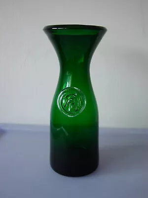 Buy  Art Glass Hand Blown Green Bottle Vase With Applied Seal • 8.99£