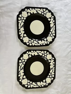 Buy Rhapsody Crescent George Jones And Sons 2x Black And Cream Floral Plates  • 25£