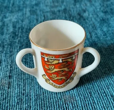 Buy W H Goss Crested Ware China - LANCASHIRE Crest - England - Three Handled Cup • 5.99£