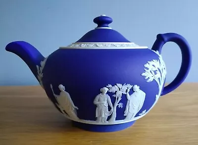 Buy Antique Wedgwood Teapot Cobalt Blue Jasperware • 36£