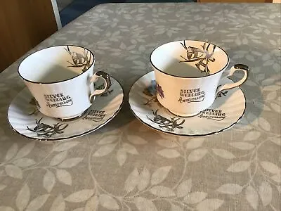 Buy Royal Stafford Bone China Tea Set ×2 Silver Wedding Aniversary • 7£