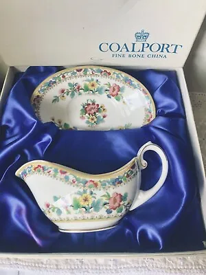 Buy Coalport Ming Rose Gravy Boat Plate Set Boxed Vintage  • 15.75£