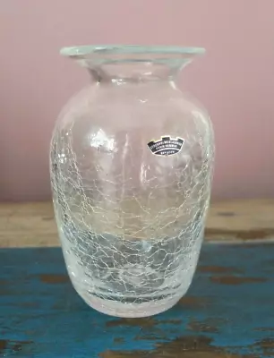 Buy Stockholms Glassbruck Karin Hammar Crackled Effect Glass Vase. Made In Sweden. • 19£