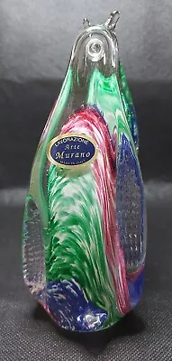 Buy Lavorazione Arte Glass Murano Penguins Multicoloured Sculpture **BASE DAMAGED** • 10£