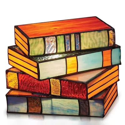 Buy 3D Book Stained Glass Stacked Books Table Lamp Colourful Retro Desk Decor Light • 6.99£