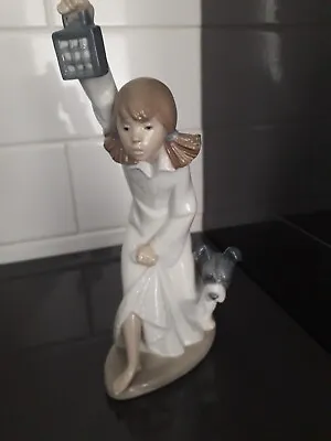 Buy Nao Figurine A Girl With Lamp And Dog,  Who Is There?  • 27£