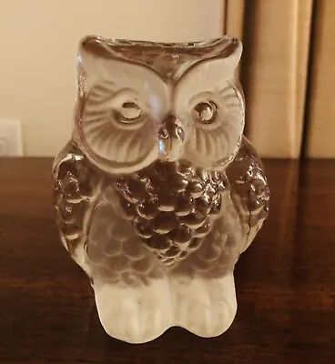 Buy Vintage Viking Glass Handmade Frosted Clear Owl Figurine Paperweight Bookend • 14.41£