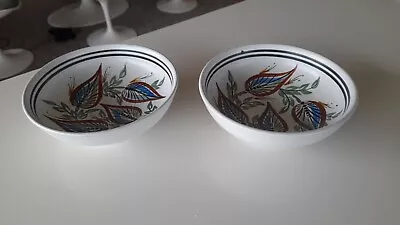 Buy Vintage DENBY Stoneware GLYNWARE Decorative Bowls X 2 - Retro - Leaves & Grasses • 11.50£