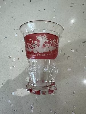 Buy Antique Victorian Etched Bohemian Glass Red Loving Cup Beaker • 0.99£