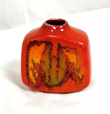 Buy Poole Pottery Delphis Orange Squat Vase 4¼”  Tall Shape 35 GA19571- F01 • 45£