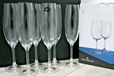 Buy Box Set 6x Bohemia Crystalex   Lara   Champagne Flutes/Glasses*BRAND NEW IN BOX* • 30£