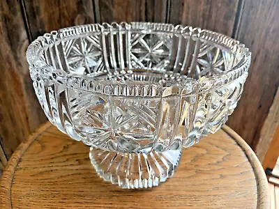 Buy Large Vintage Mid Century Pressed Glass Footed / Stem Compote / Fruit Bowl • 24£