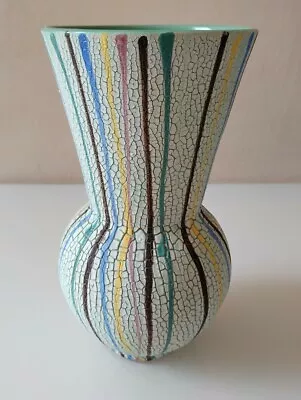 Buy Vintage Ceramic Hand Painted Vase Green/ Multi • 32£