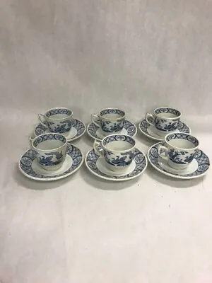 Buy 6 Pr Furnivals Old Chelsea Tea Cups And Saucers Pottery VINTAGE Demi Asian Birds • 75.69£