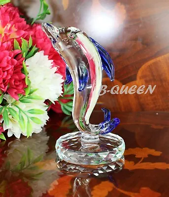 Buy Crystal Cut Blue Coloured Dolphin Fish For Home Decor Mother's Day Gift Box. • 19.99£