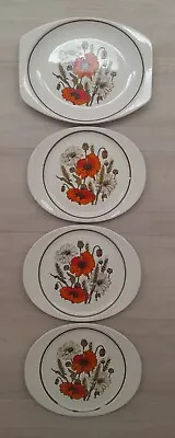 Buy J & G Meakin Studio Poppy Design, 1 Large & 3 Small Serving Platters, Exc Cond. • 18£