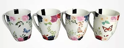 Buy 4 Floral Butterfly Mugs Large 11oz New Bone China Drinking Mugs Tea Coffee Cups • 13.99£