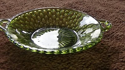 Buy Vintage Indiana Green Pressed Glass Bowl, L-1-9.1975 • 14.23£