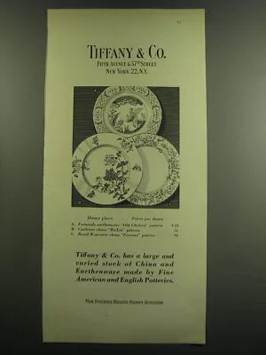 Buy 1949 Tiffany & Co. Advertisement - Furnivals Earthenware In Old Chelsea Patterns • 18.99£