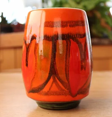 Buy Poole Pottery 'Delphis' 1970s Orange  Shape 83 Medium Vase 15cm • 35£