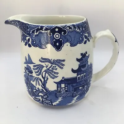 Buy Antique/Vintage Burleigh Ware Blue And White Willow Pattern 1 Pint Jug • 9.95£